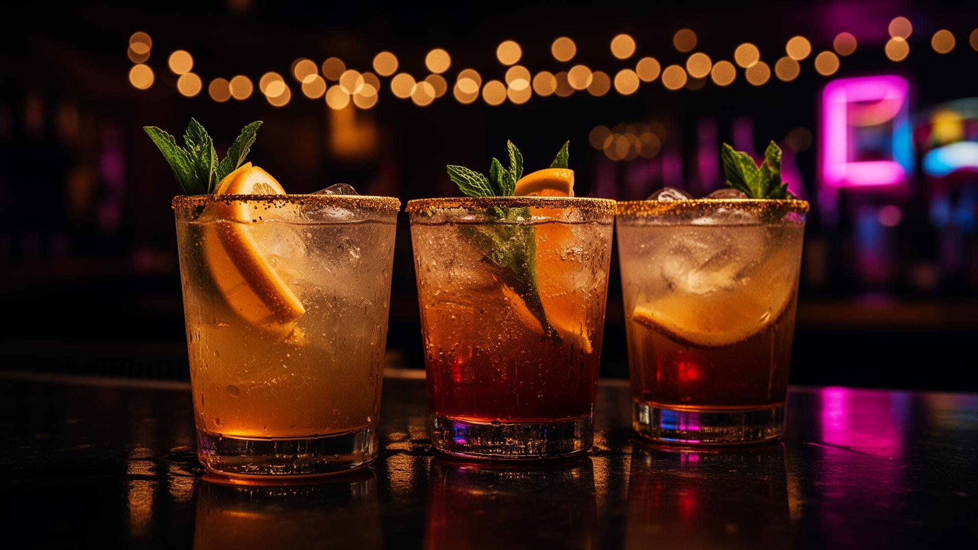 Craft cocktails on a Las Vegas bar